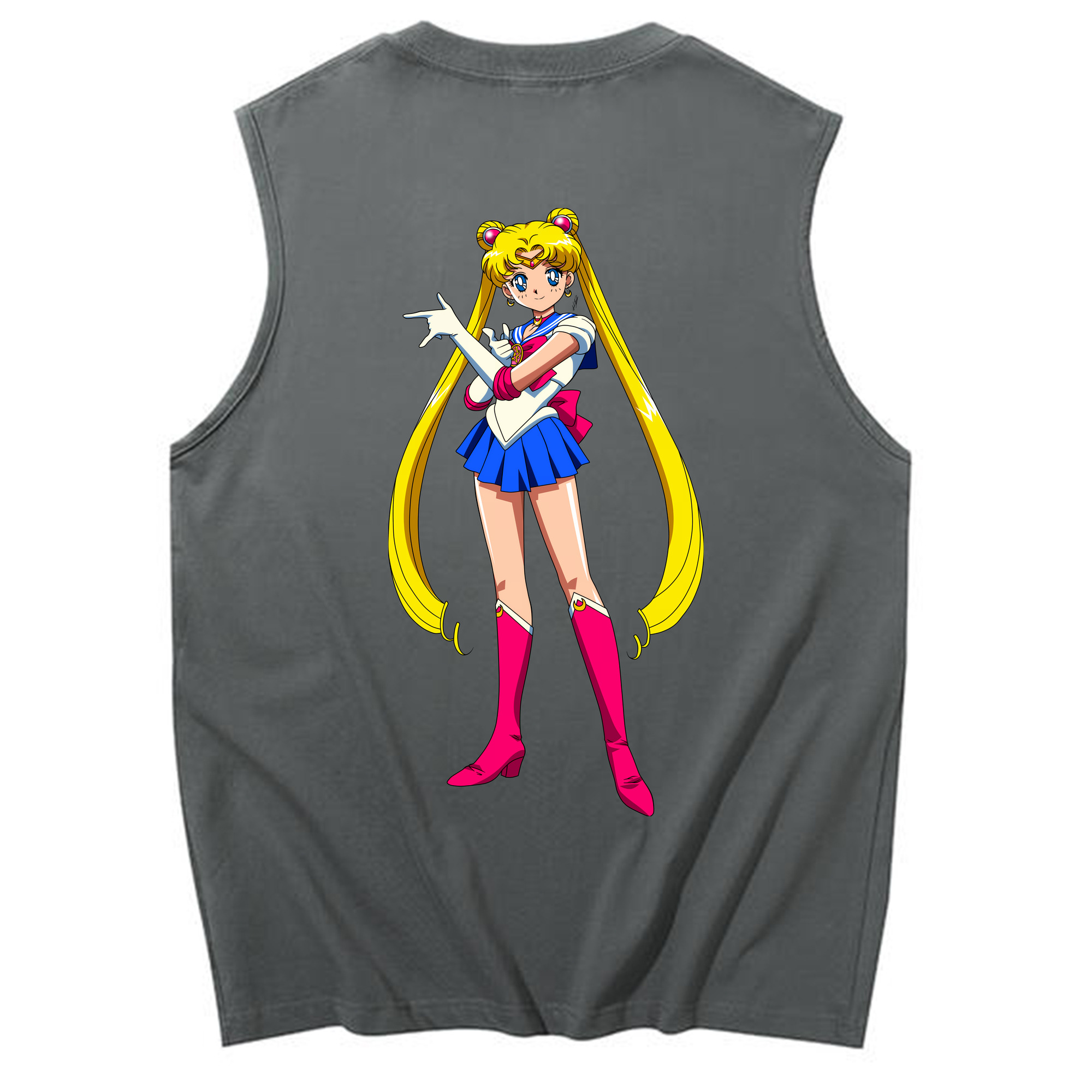 （画像用） 美少女戦士セーラームーン 月野 うさぎ つきの うさぎ Sailor Moon Tsukino Usagi コットン100％タンクトップ（背面プリント）
